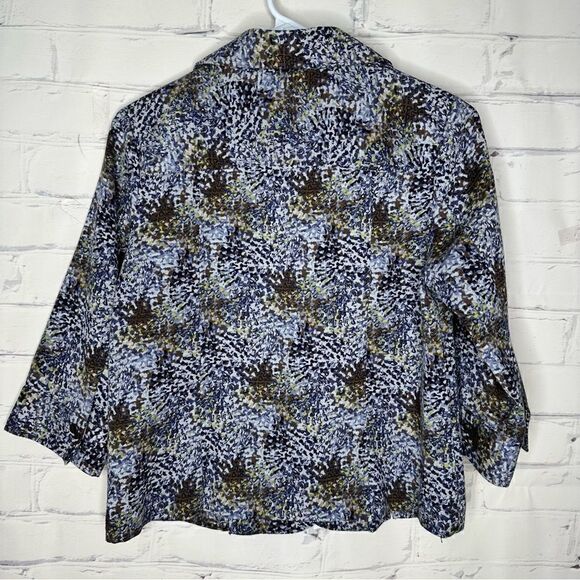 Christopher & Banks small petite blue & brown top - Picture 2 of 6